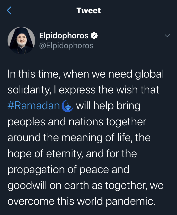 "Archbishop" Elpidophoros and hope in eternity