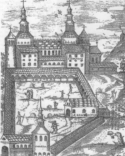 A 17th century illustration of St. Riquier Abbey