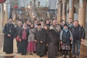 Pilgrims at the Basilica of the Nativity from our 2026 Pilgrimage.